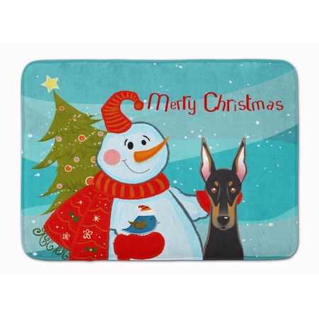Carolines Treasures Snowman with Doberman Machine Washable Memory Foam Mat BB1865RUG